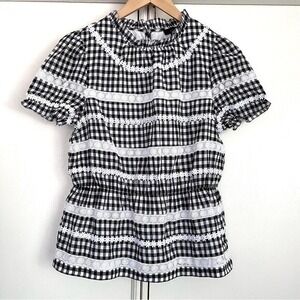 J Crew Gingham Blouse Womens XS Cottagecore Daisy Chain Rustic Prairie Feminine